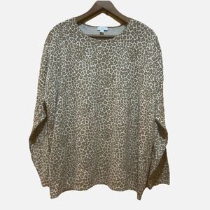 J.Jill Sweater Womens Size XL‎ Cotton Animal Print Beige Brown Mob Wife Career